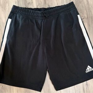 adidas Black Athletic Shorts with White Side Stripes